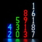 Vertical lighted house numbers showing LED colors